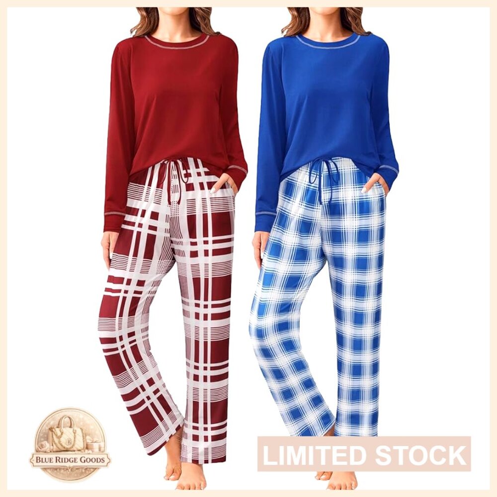 Long Sleeve Pajama Set Soft Loungewear Pjs with Pockets Oversized Comfort